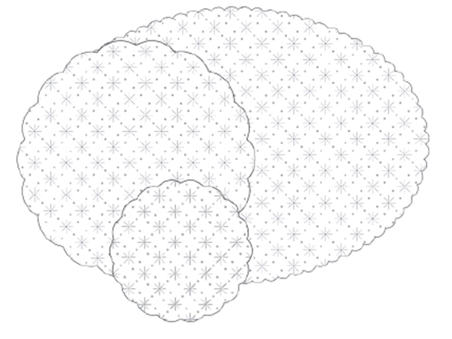 Tassenuntersetzer Tissue 7-lg, ø 150 mm, weiss, mit Sterne-Punkte-Prägung