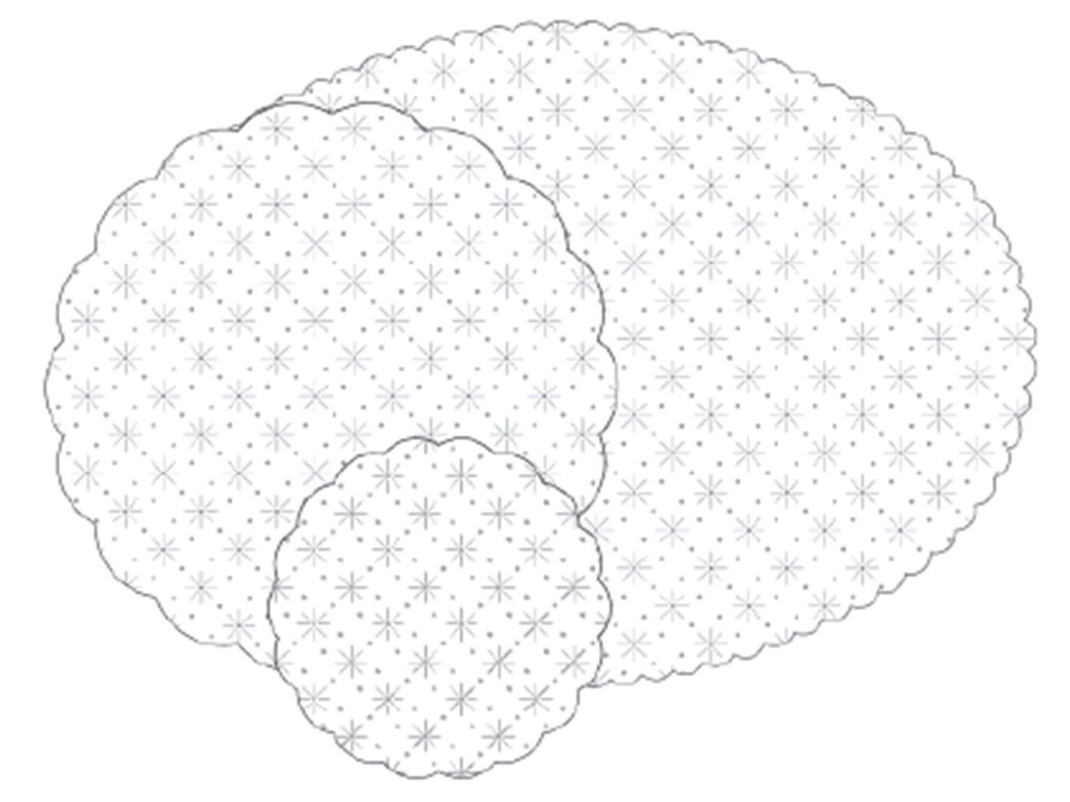 Tassenuntersetzer Tissue 7-lg, ø 200 mm, weiss, mit Sterne-Punkte-Prägung