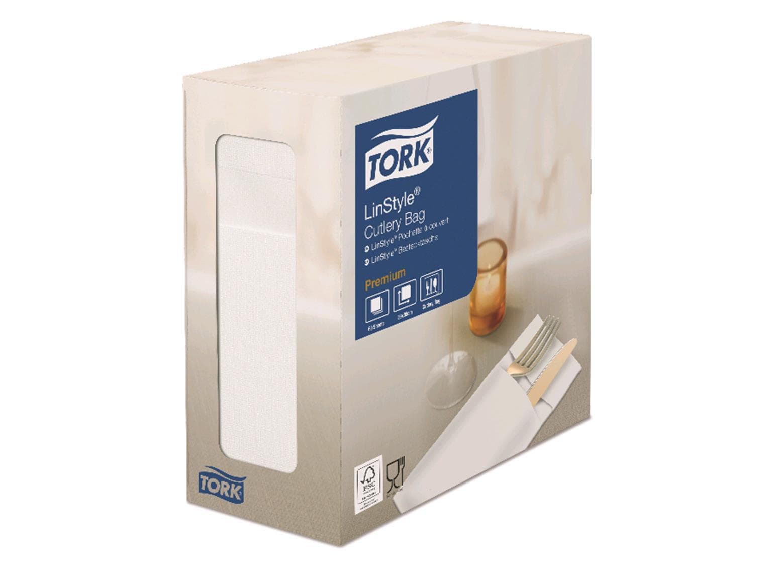 Tork LinStyle Premium Bestecktaschen 39 x 39 cm, weiss, 1-lagig
