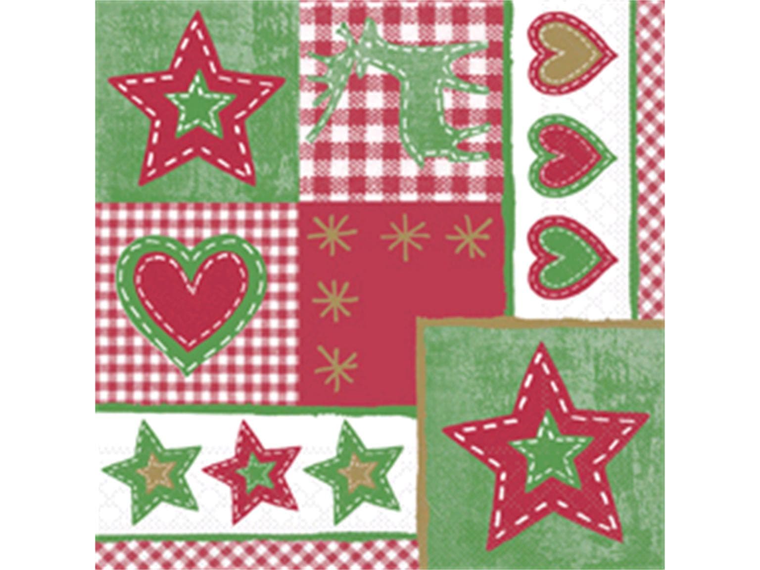 Servietten 3-lagig, 40 x 40 cm, 1/4-Falz, "LOTTA", rot/grün