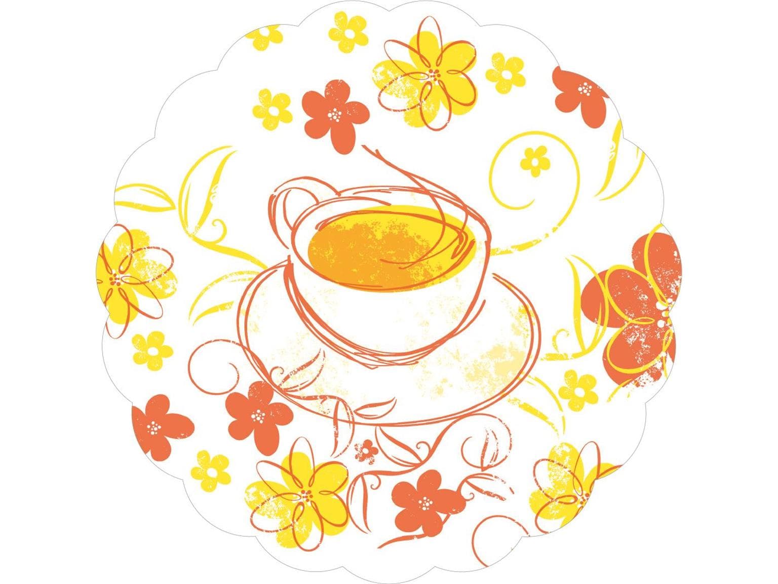 Tassenuntersetzer ø 90 mm, genarbt, aus Saugstoffpapier 50 gm2, Wellenrand, mit