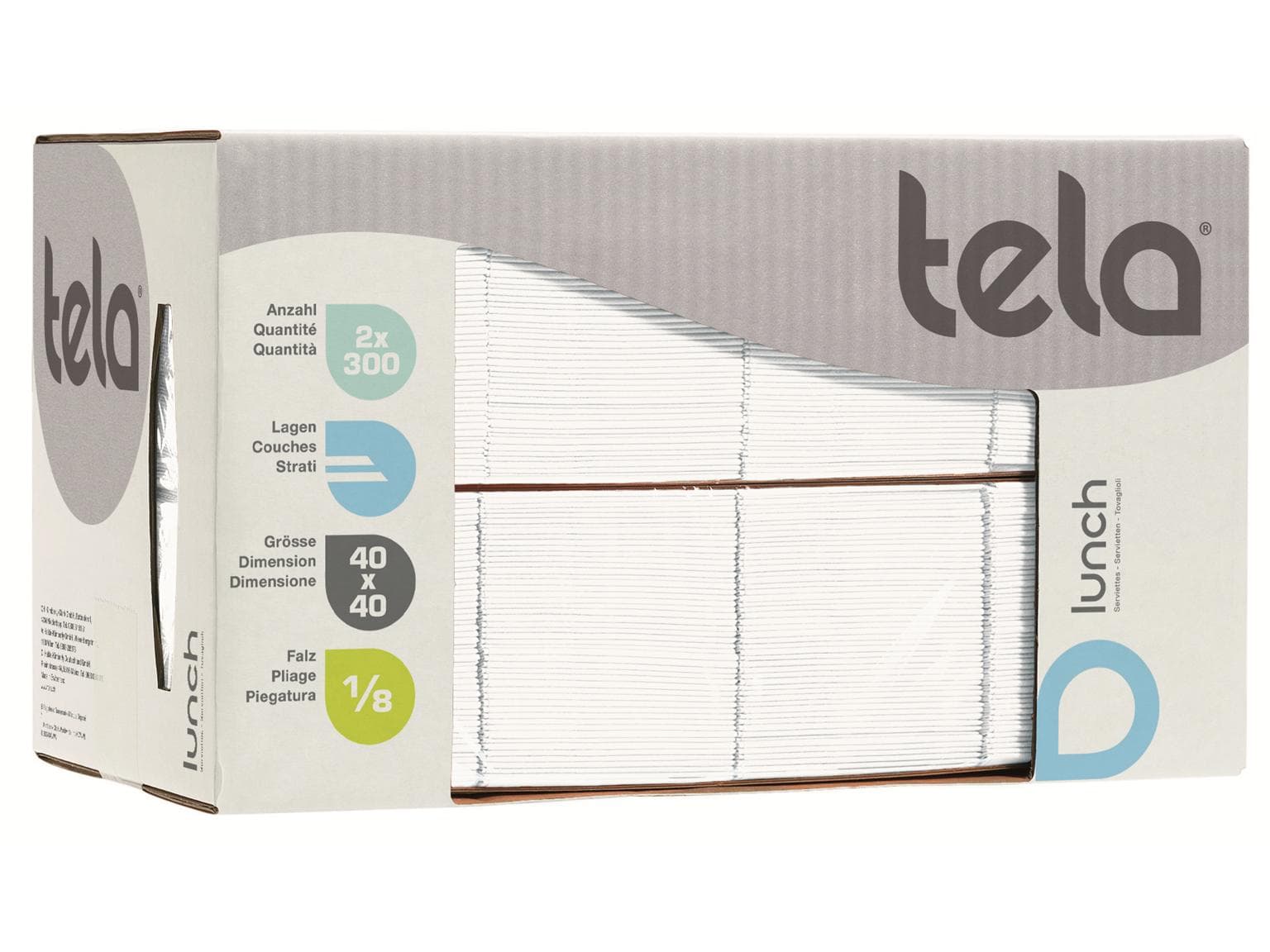 Servietten Tela Guestline Brunch 2-lagig 33 x 33 cm, 1/8 Kopffalz, weiss