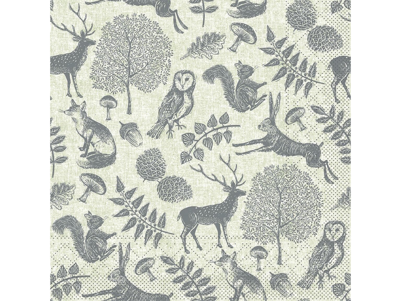 Servietten Tissue 3-lagig, 40 x 40 cm, 1/4 Falz, Forest  "olivgrün/grau"