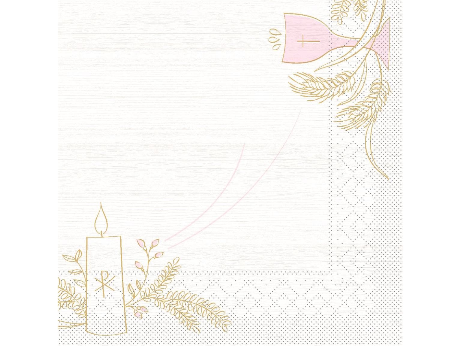 Servietten Tissue 3-lagig, 33 x 33 cm, 1/4 Falz, "KOMMUNION" rosa/grau