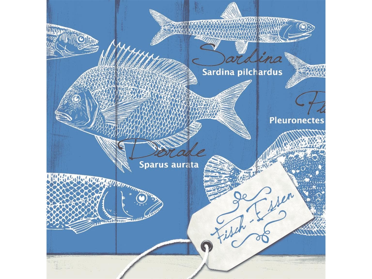 Servietten Airlaid, 40 x 40 cm, 1/4 Falz, "FISCH-ESSEN"