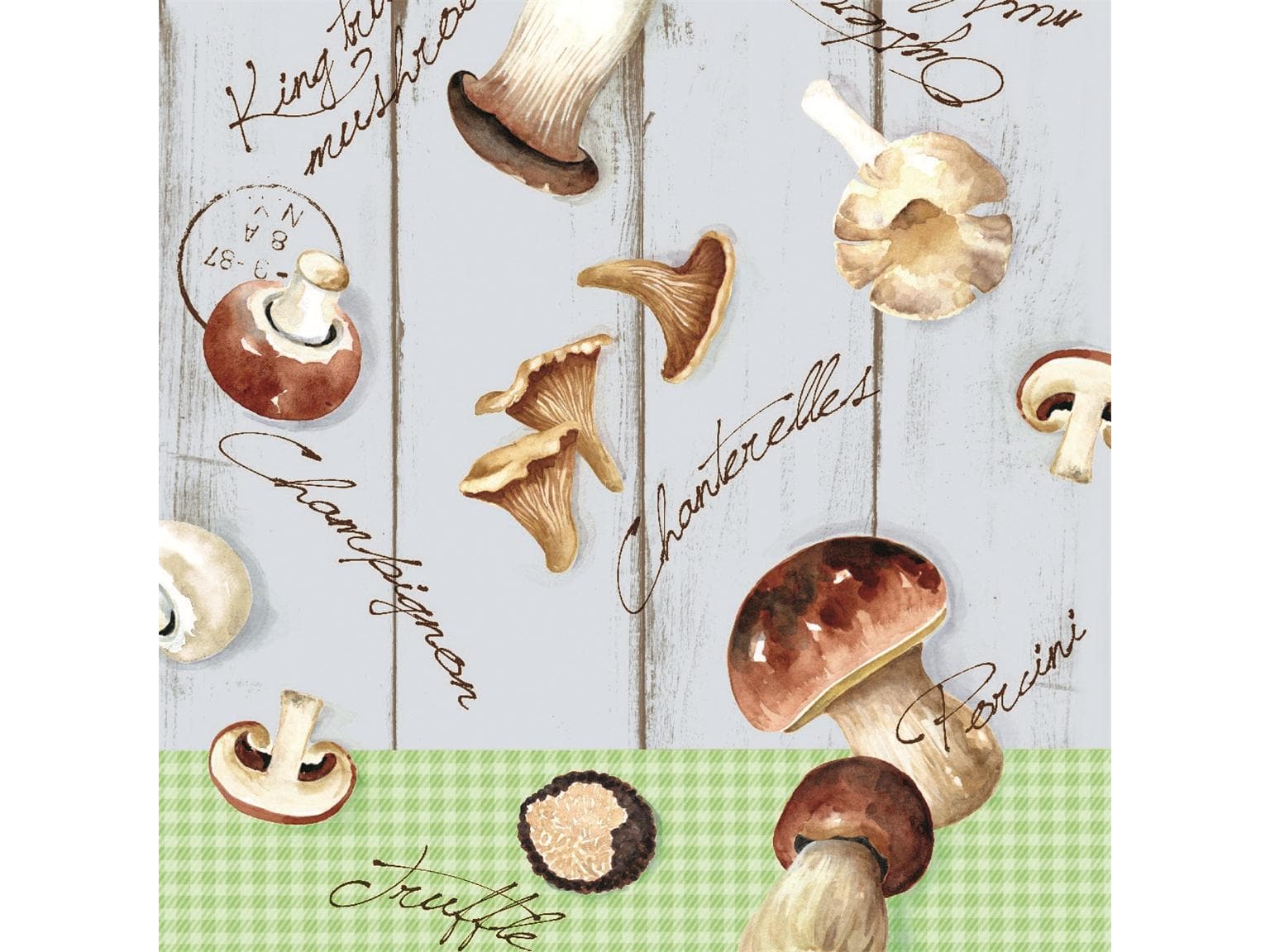 Servietten Airlaid, 40 x 40 cm, 1/4 Falz, "BULIZ" Pilze