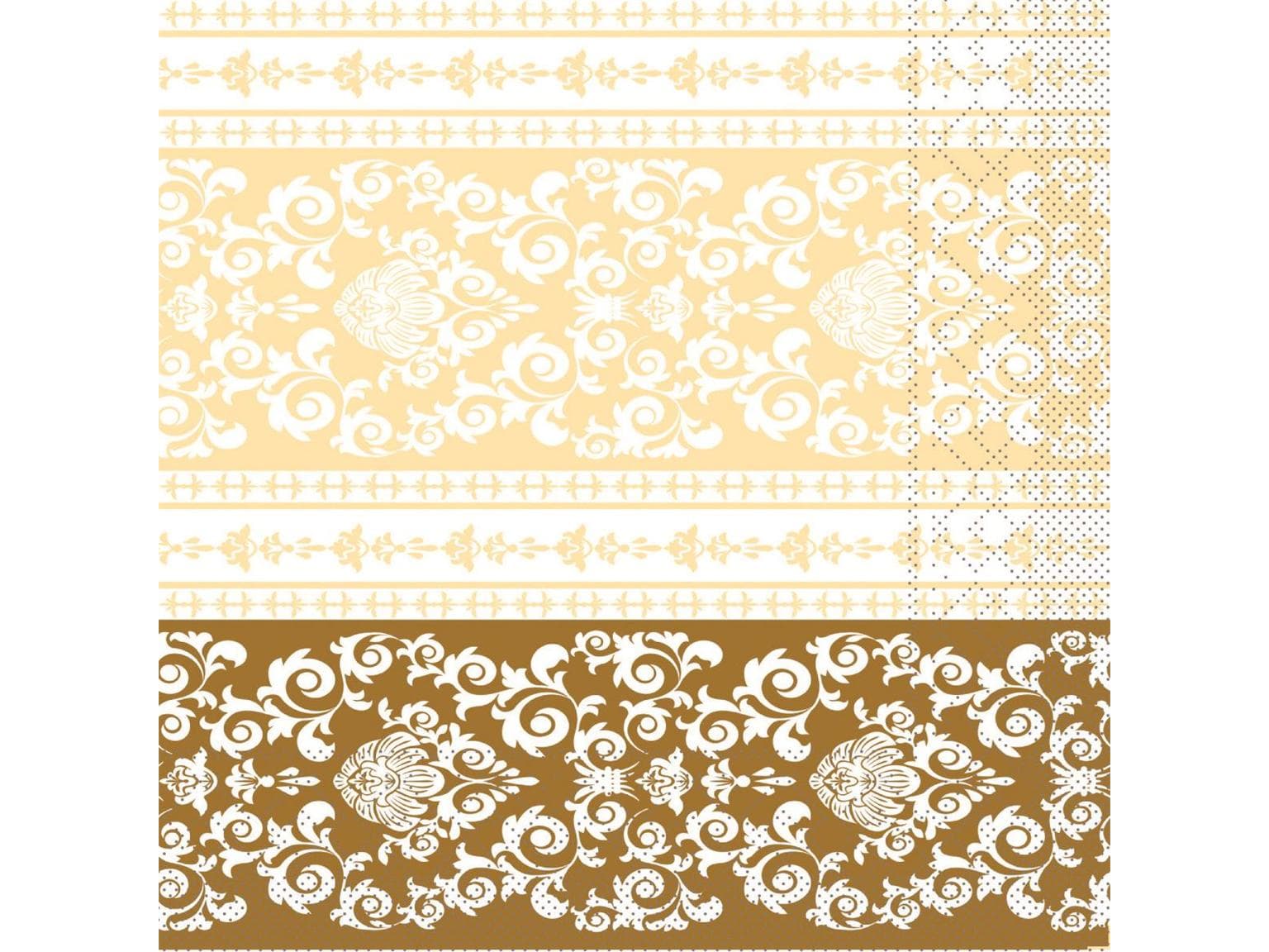 Servietten Tissue 3-lagig, 33 x 33 cm, 1/4 Falz, "PASCAL" gold/creme