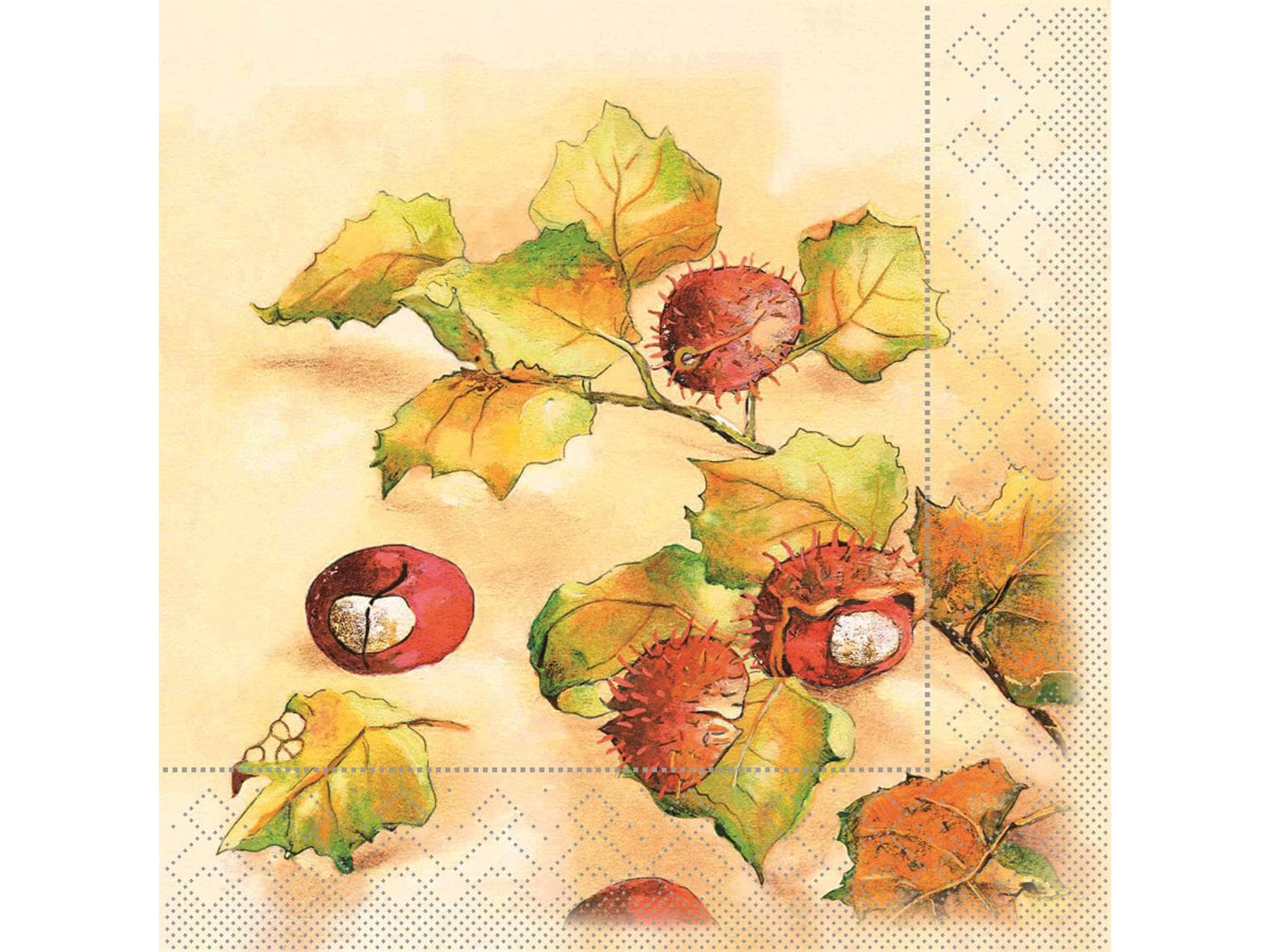 Servietten Tissue 3-lagig, 33 x 33 cm, 1/4 Falz, "KASTANIE"