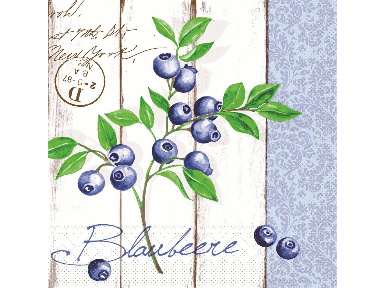 Servietten Tissue 3-lagig, 33 x 33 cm, 1/4 Falz, "BLAUBEERE"