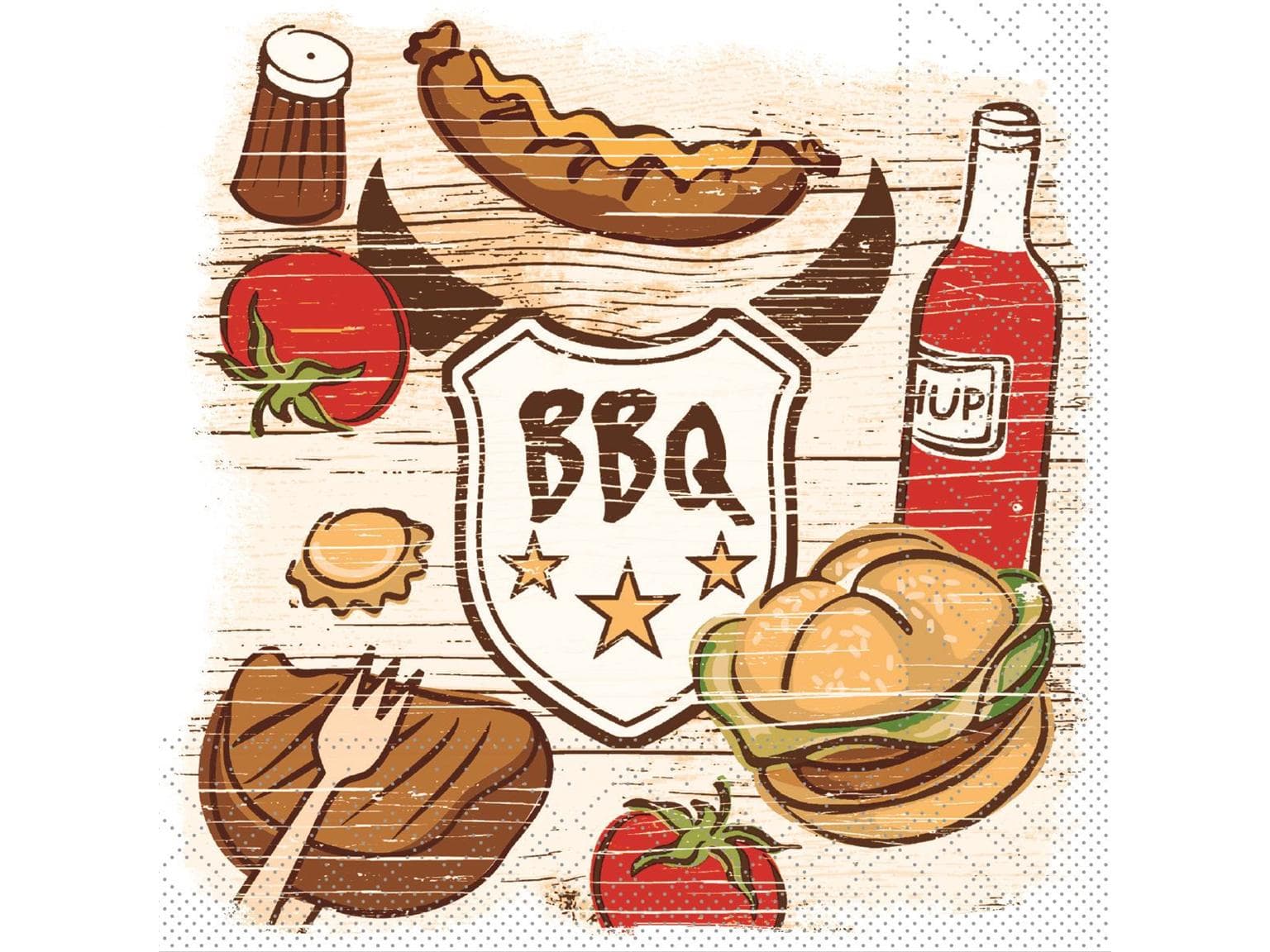 Servietten Tissue 3-lagig, 33 x 33 cm, 1/4 Falz, "BBQ"