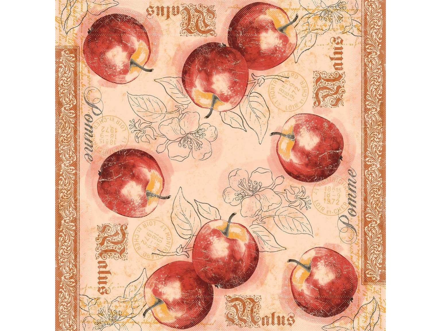 Servietten Tissue 3-lagig, 40 x 40 cm, 1/4 Falz, "MALUS"