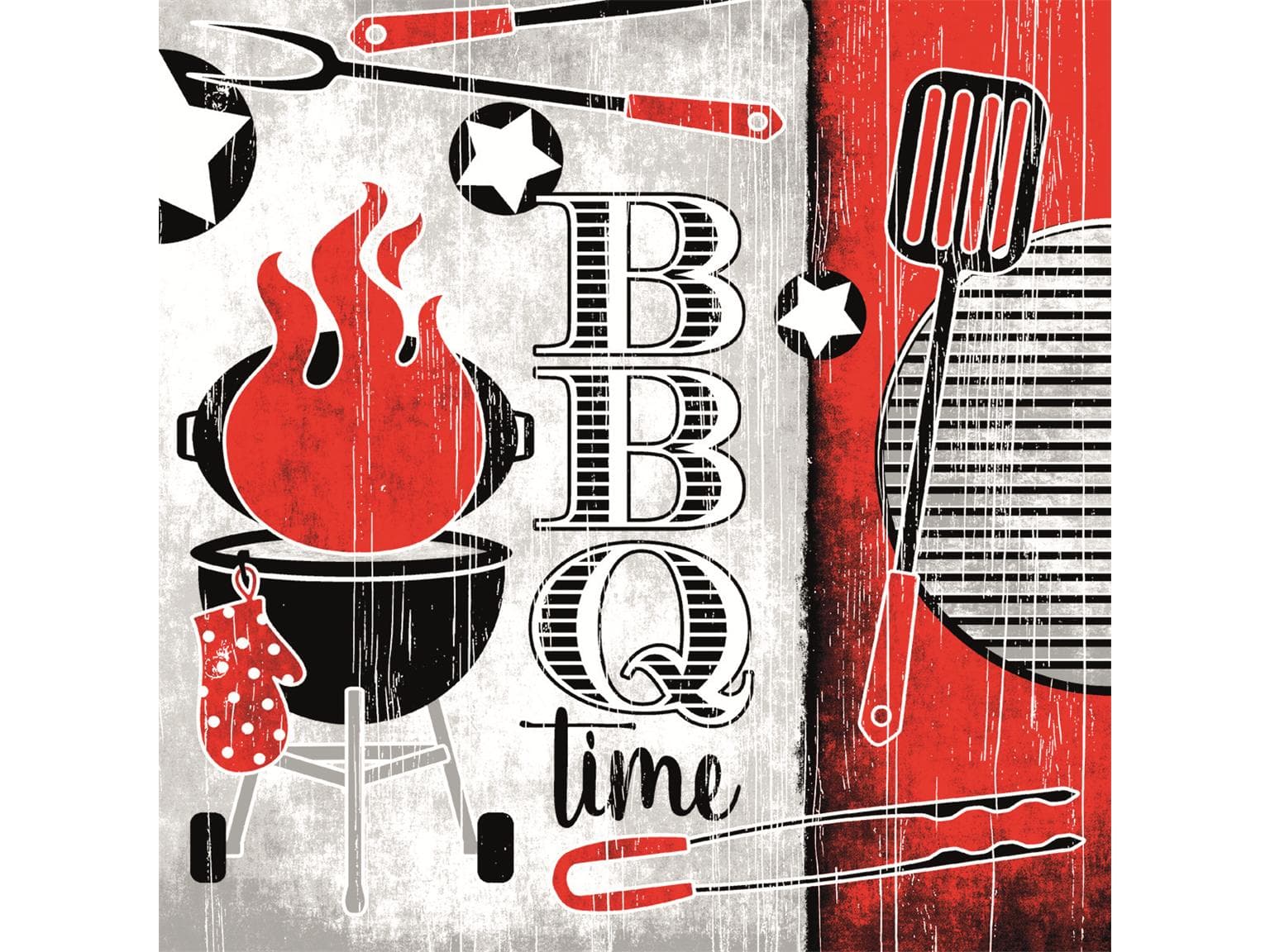 Servietten Airlaid, 33 x 33 cm, 1/4 Falz, BBQ-Time