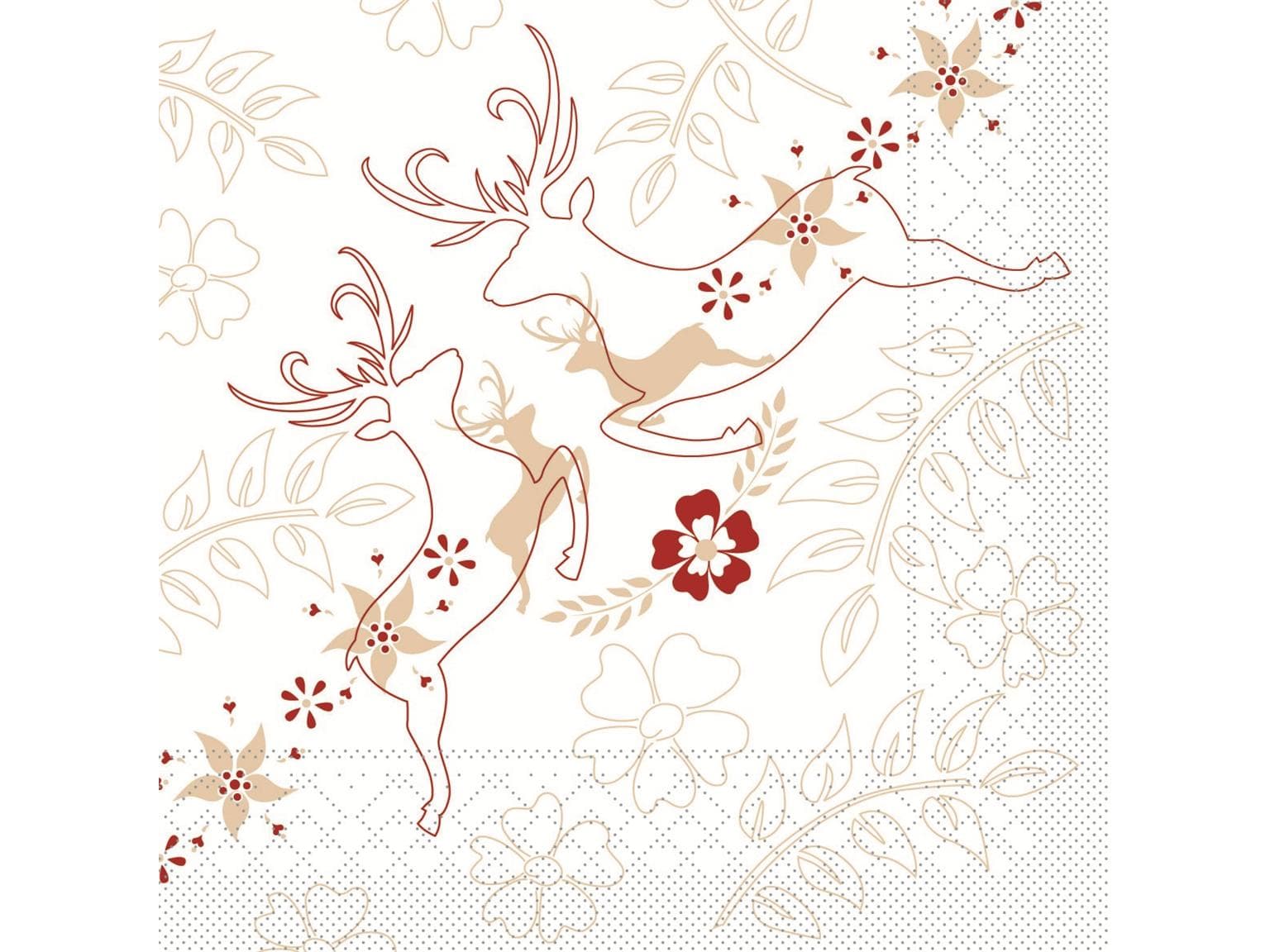 Servietten Tissue 3-lagig, 33 x 33 cm, 1/4 Falz, "LEONARD" beige/bordeaux