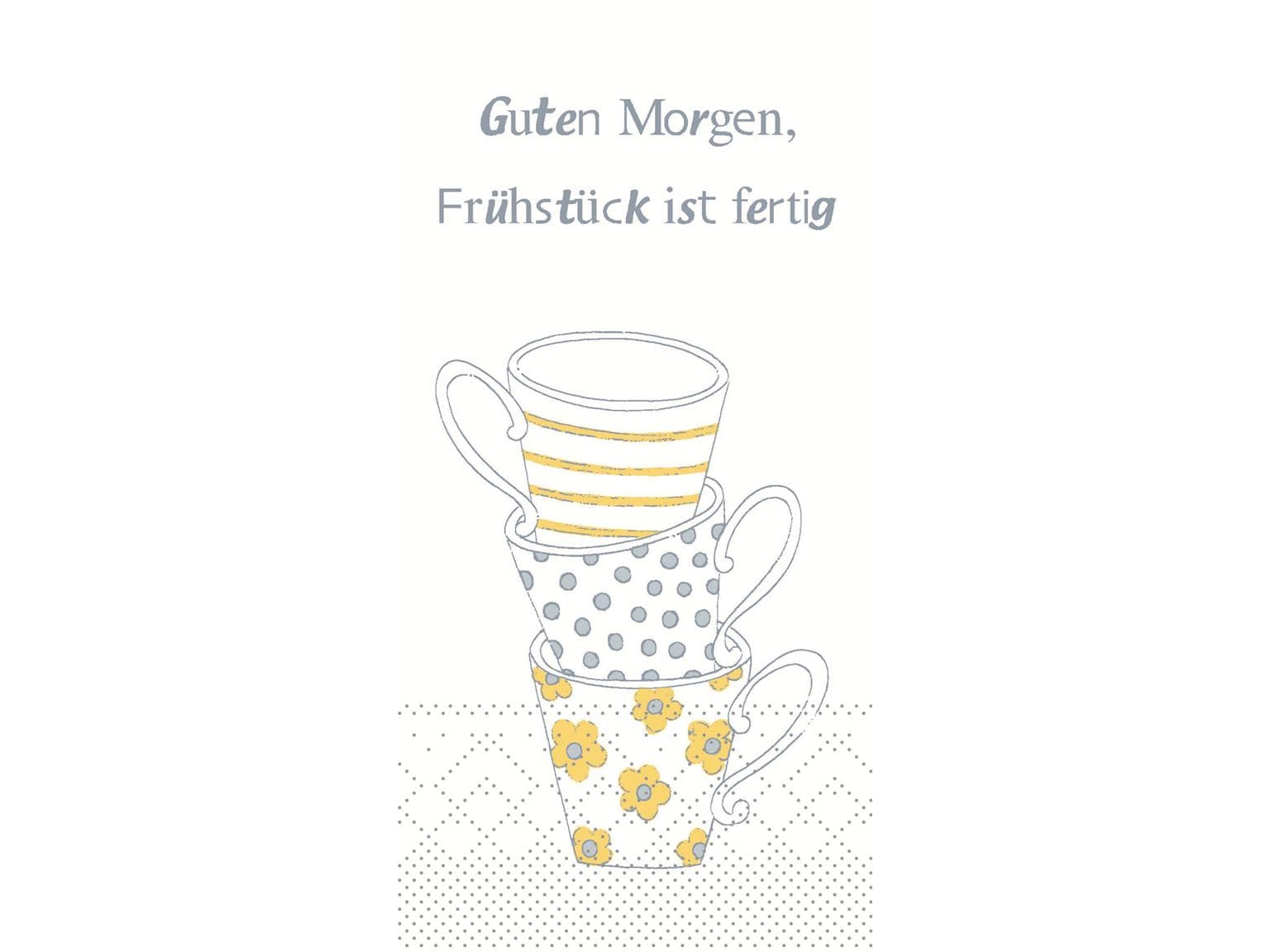 Servietten Tissue 3-lagig, 33 x 33 cm, 1/8 Falz, Frühstück fertig  "gelb/grau"