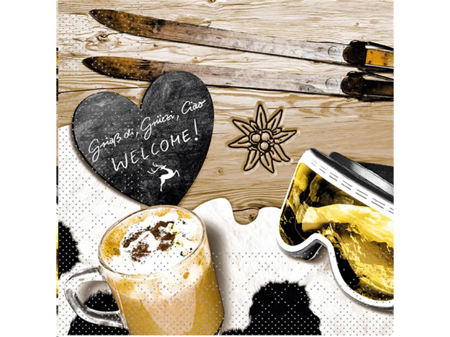 Servietten Tissue 3-lagig, 24 x 24 cm 1/4 Falz, Hüttenzauber