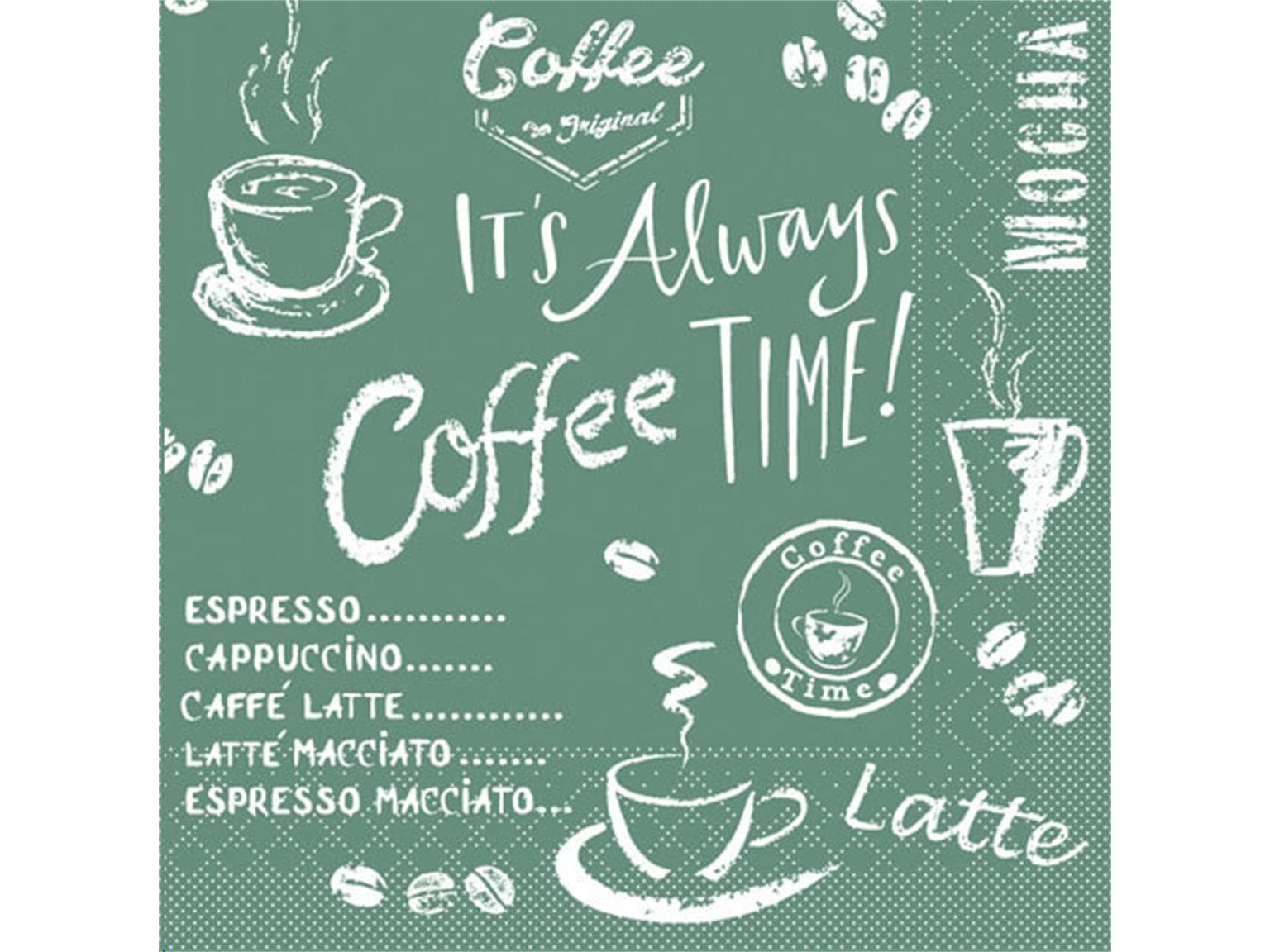 Servietten Tissue 3-lagig, 33 x 33 cm 1/4 Falz, Coffee time (anthrazit)