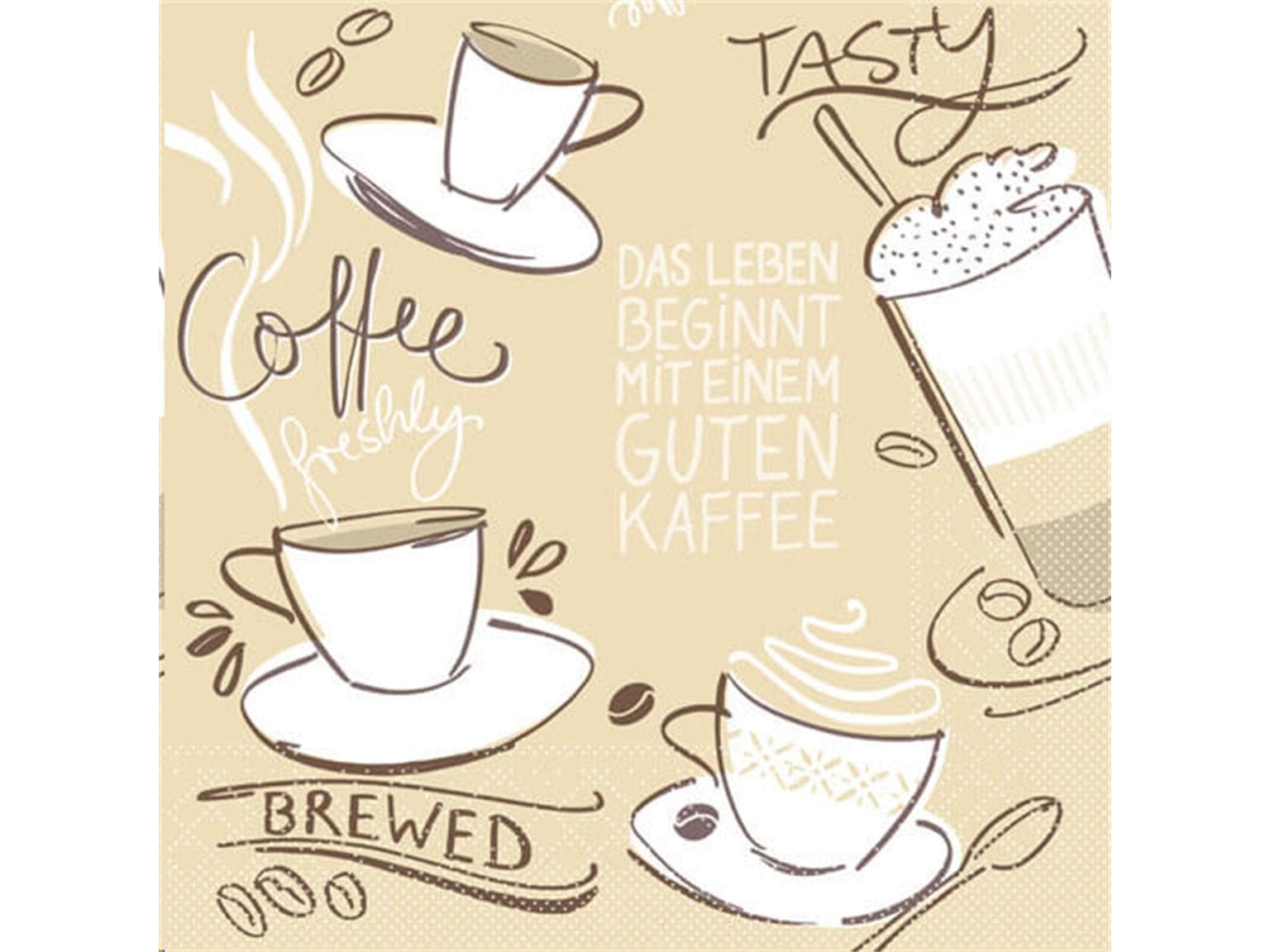 Servietten Tissue 3-lagig, 33 x 33 cm 1/4 Falz, Tasty Coffee (braun)