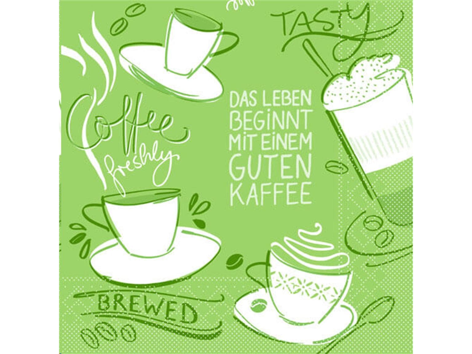 Servietten Tissue 3-lagig, 33 x 33 cm 1/4 Falz, Tasty Coffee (oliv)