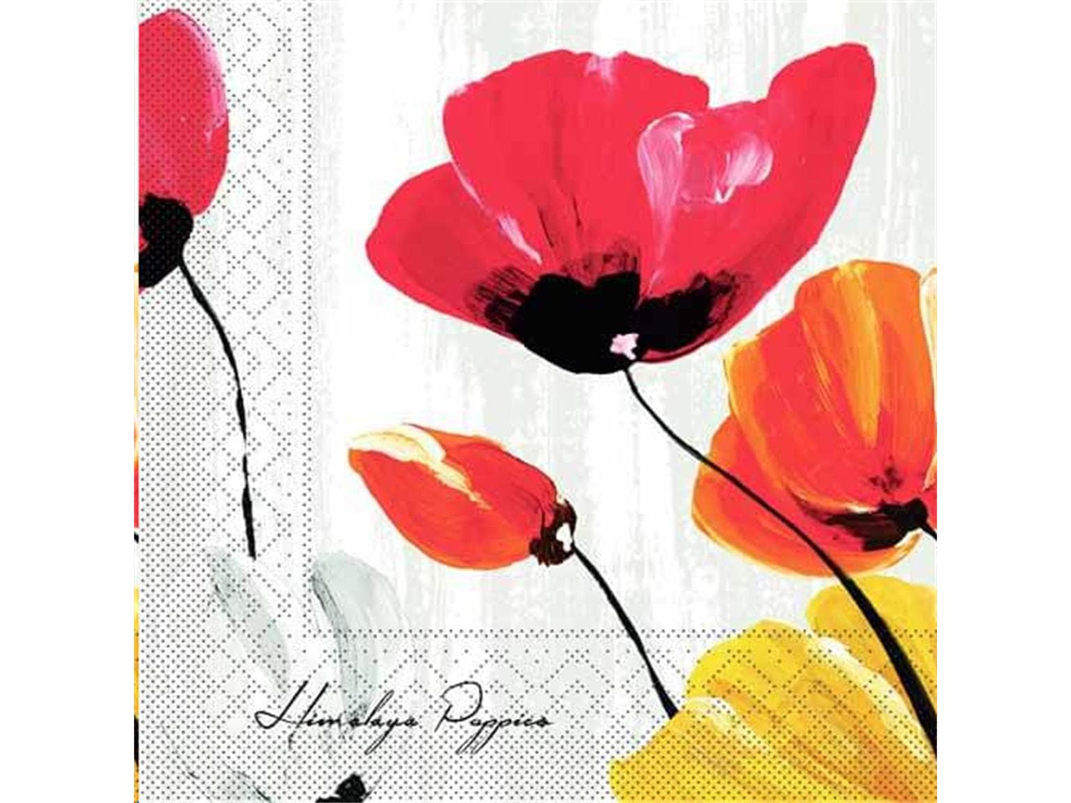 Servietten Tissue 3-lagig, 40 x 40 cm 1/4 Falz, Ivonne (Himalaya Poppies grau)