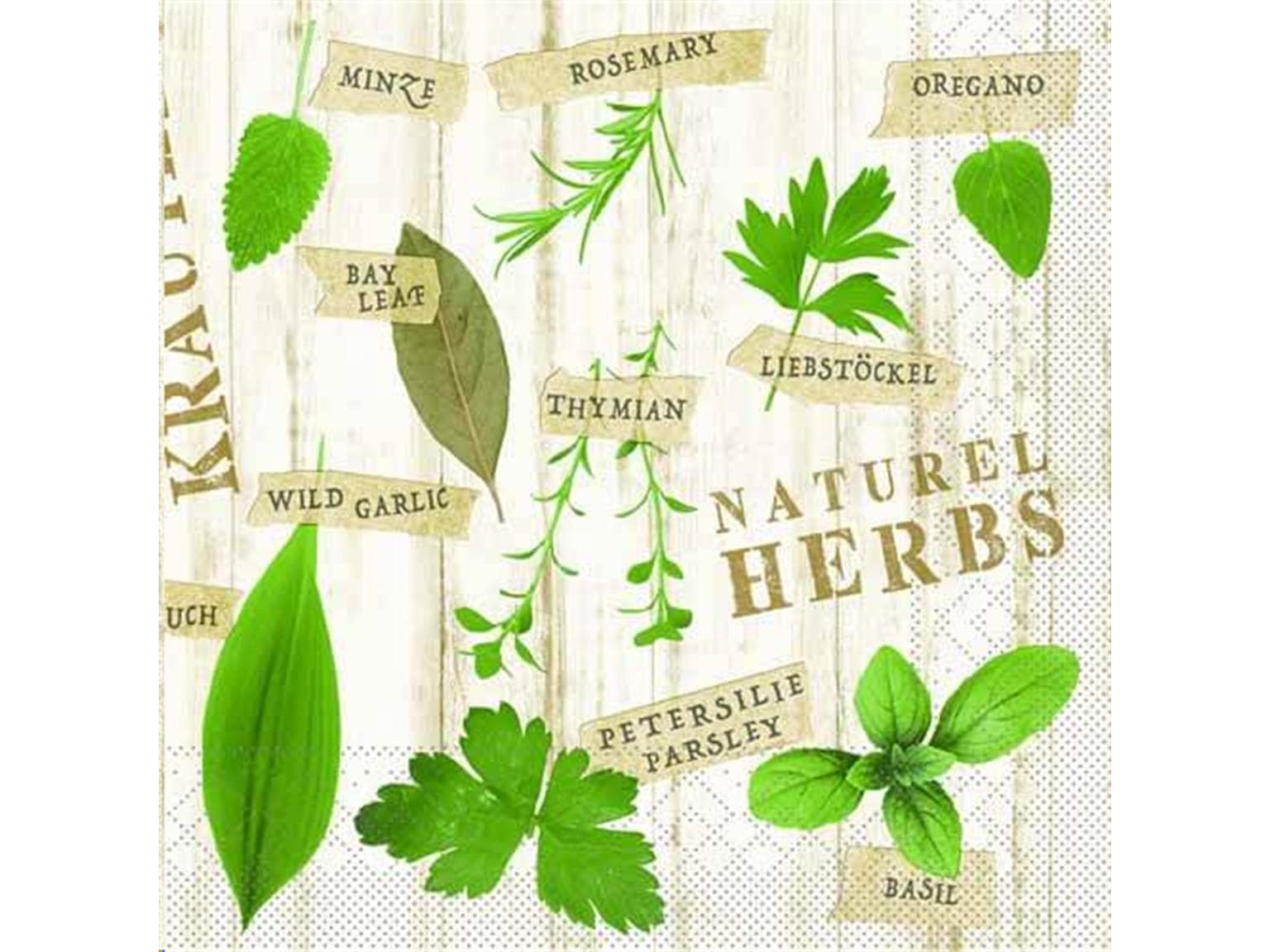 Servietten Tissue 3-lagig, 40 x 40 cm 1/4 Falz, Kräuter