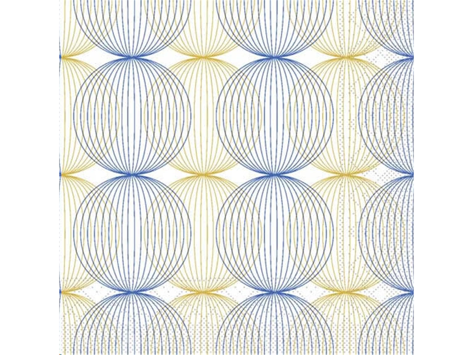 Servietten Tissue 3-lagig, 40 x 40 cm 1/4 Falz, Ludo (blau-gold)