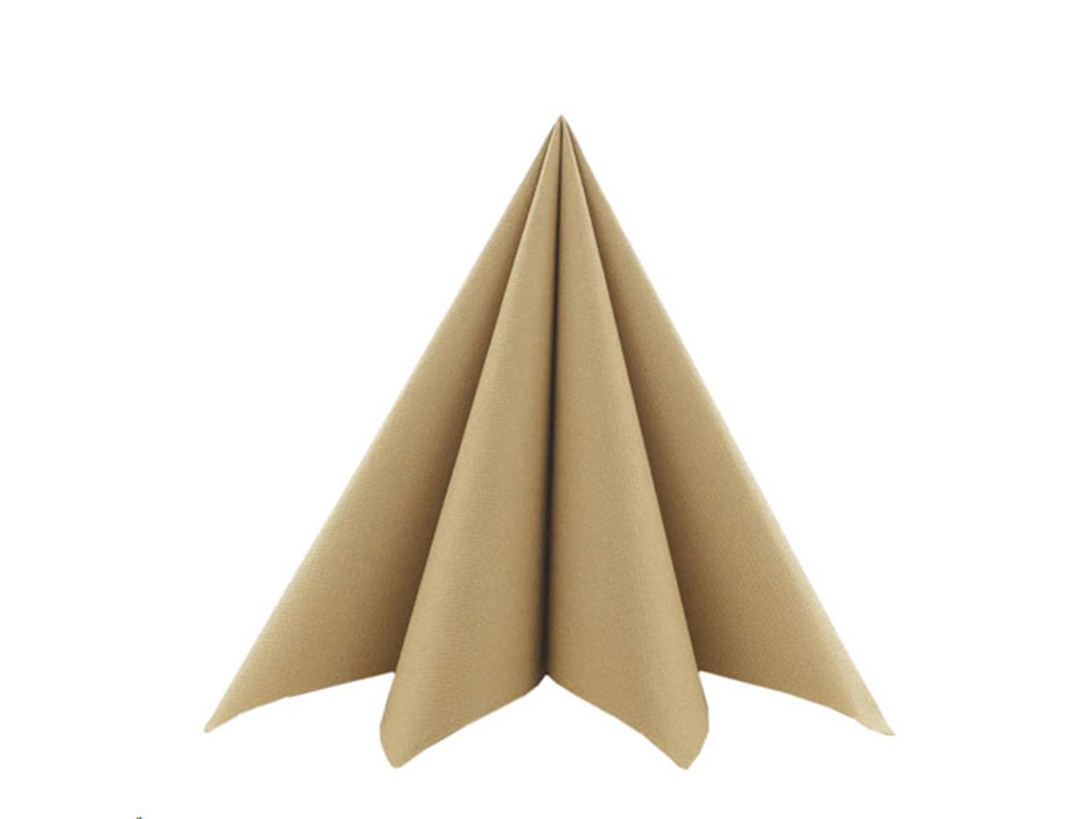 Servietten Airlaid 55 gm2, 33 x 33 cm 1/4 Falz, naturbraun, unbedruckt
