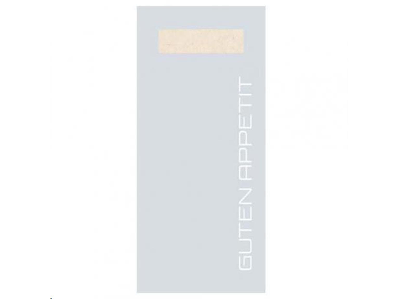 Bestecktasche Papier + Tissue, 202x85mm, Guten Appetit perlgrau