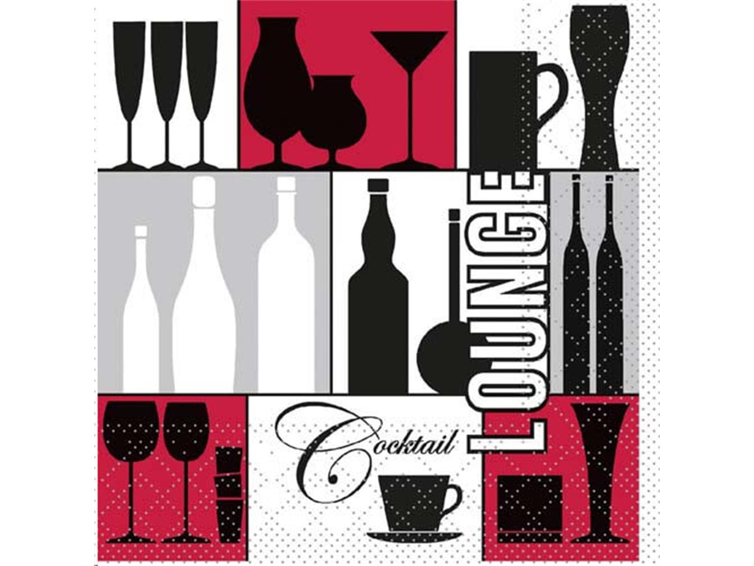 Servietten Tissue 3-lagig, 24 x 24 cm 1/4 Falz, Cocktail Lounge