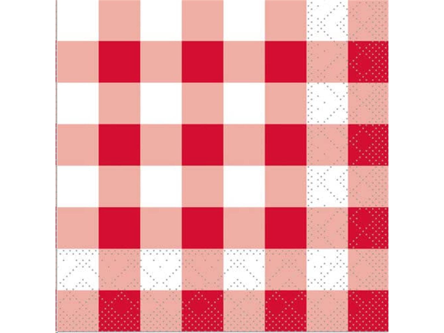 Servietten Tissue 3-lagig, 24 x 24 cm 1/4 Falz, Karo (rot)