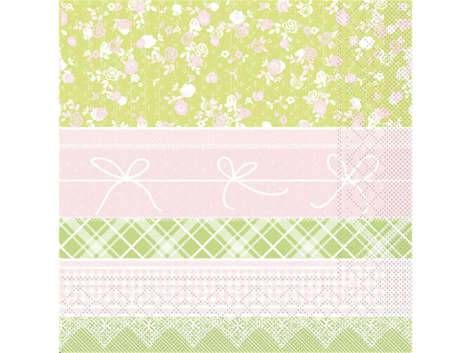 Servietten Tissue 3-lagig, 33 x 33 cm 1/4 Falz, Hermine (rosa-lime)