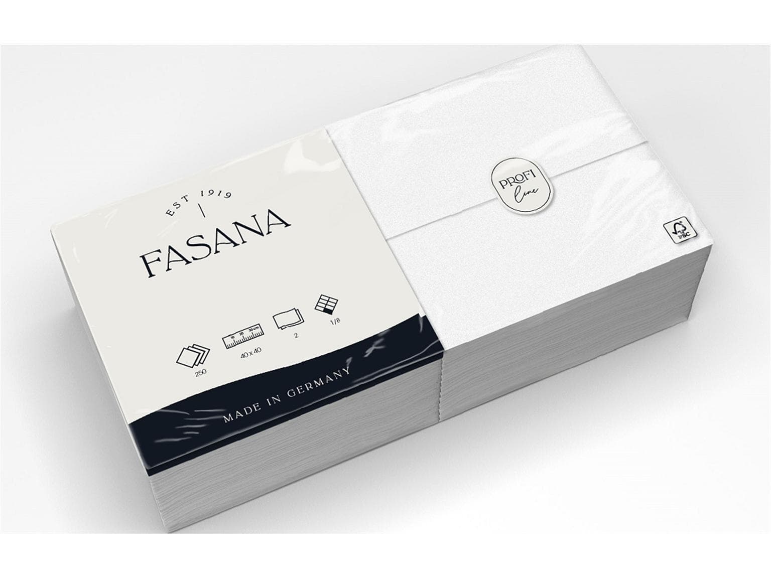 Servietten Fasana 2-lagig, 40 x 40 cm 1/8 Falz, weiss (998)