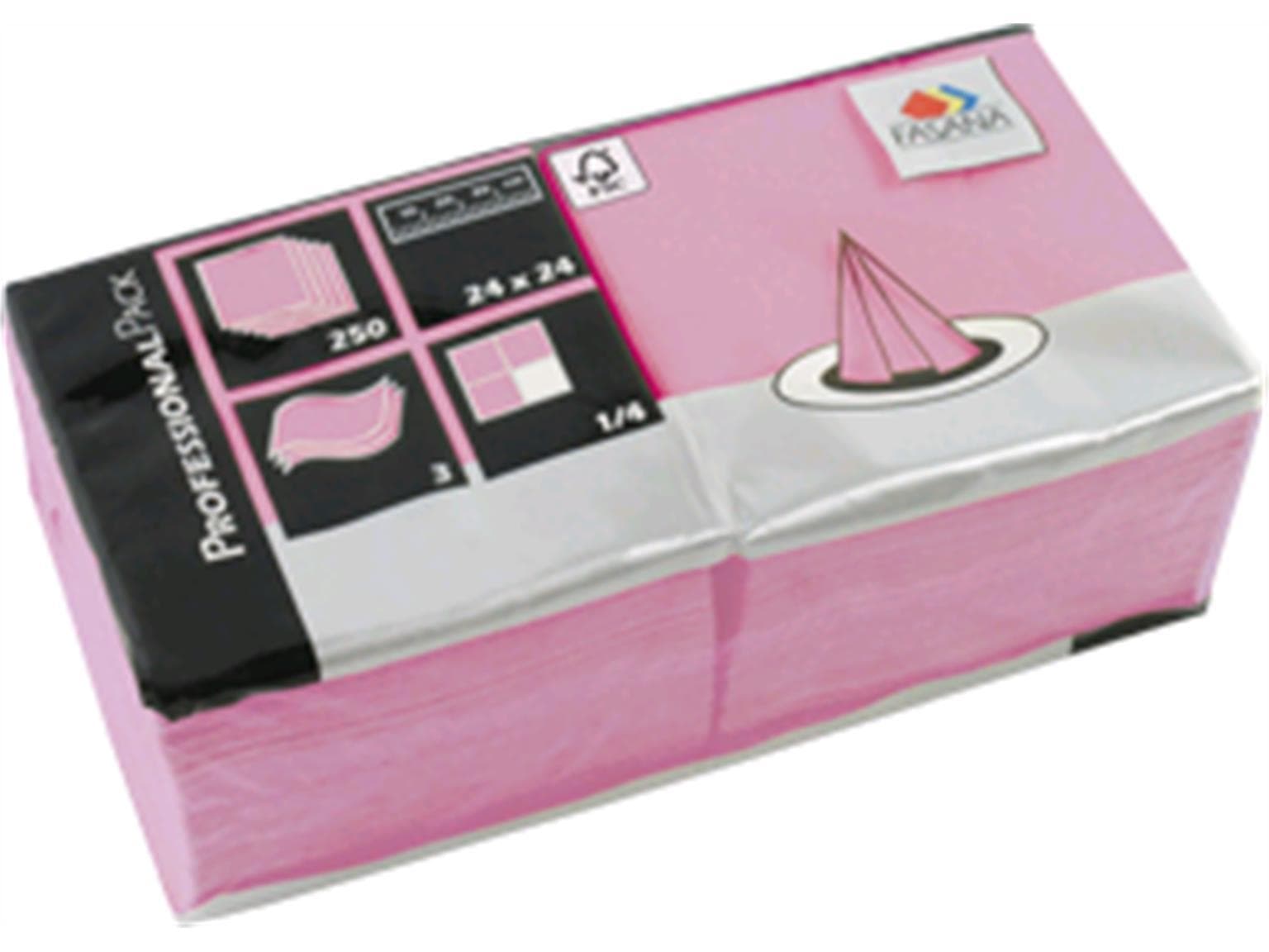 Servietten Fasana 3-lagig, 24 x 24 cm 1/4 Falz, rosa (697)