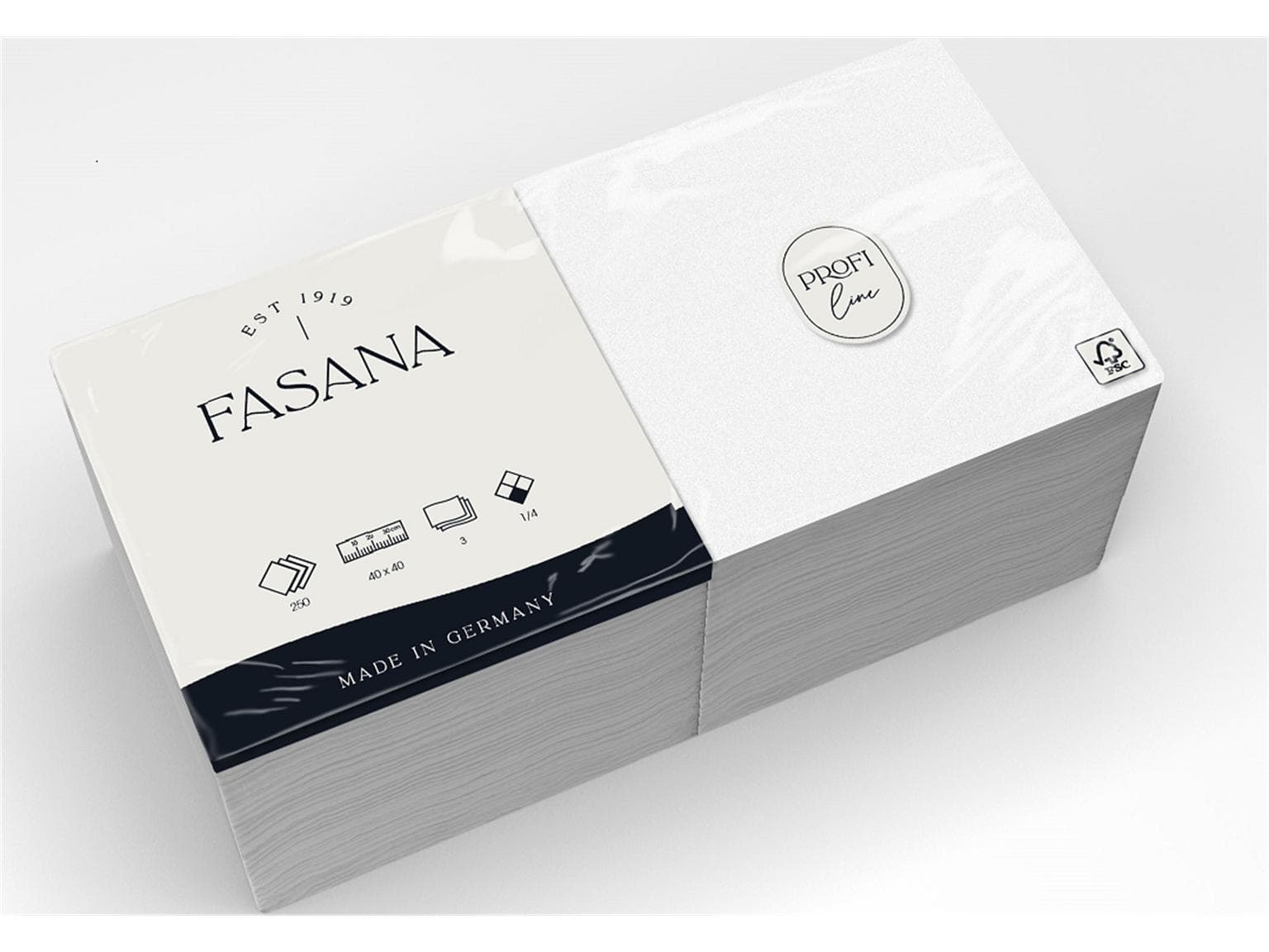 Servietten Fasana 3-lagig, 40 x 40 cm 1/4 Falz, weiss (998)