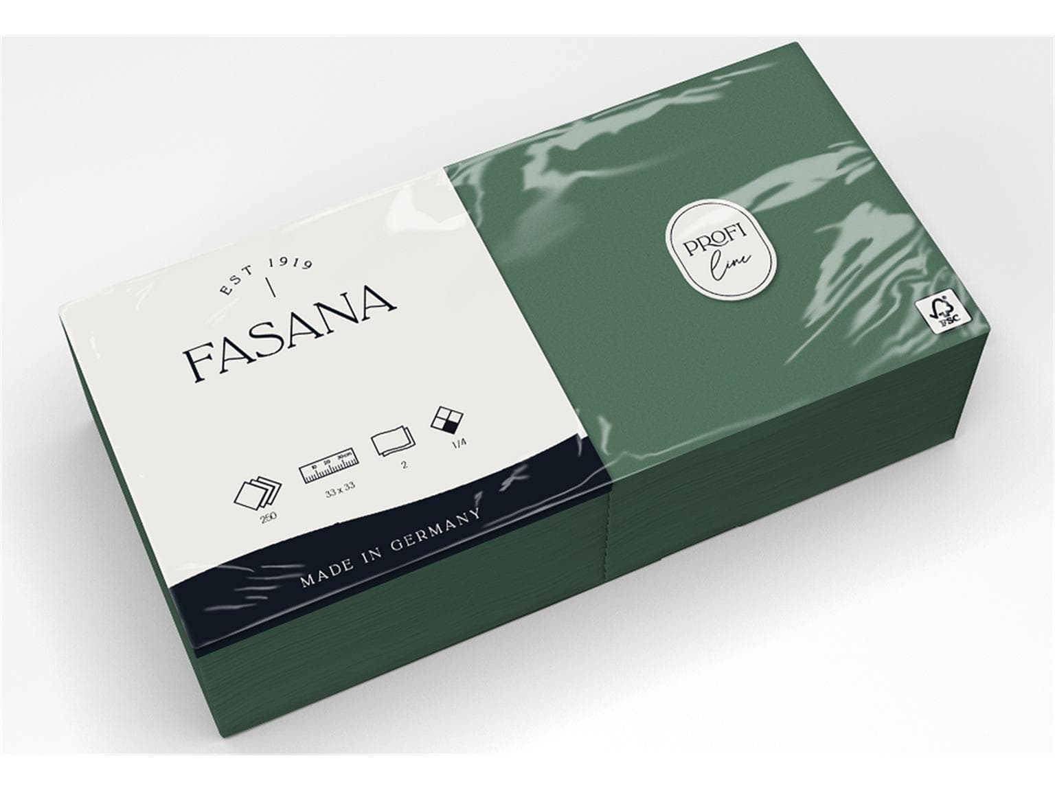 Servietten Fasana 2-lagig, 33 x 33 cm 1/4 Falz, tannengrün (202)