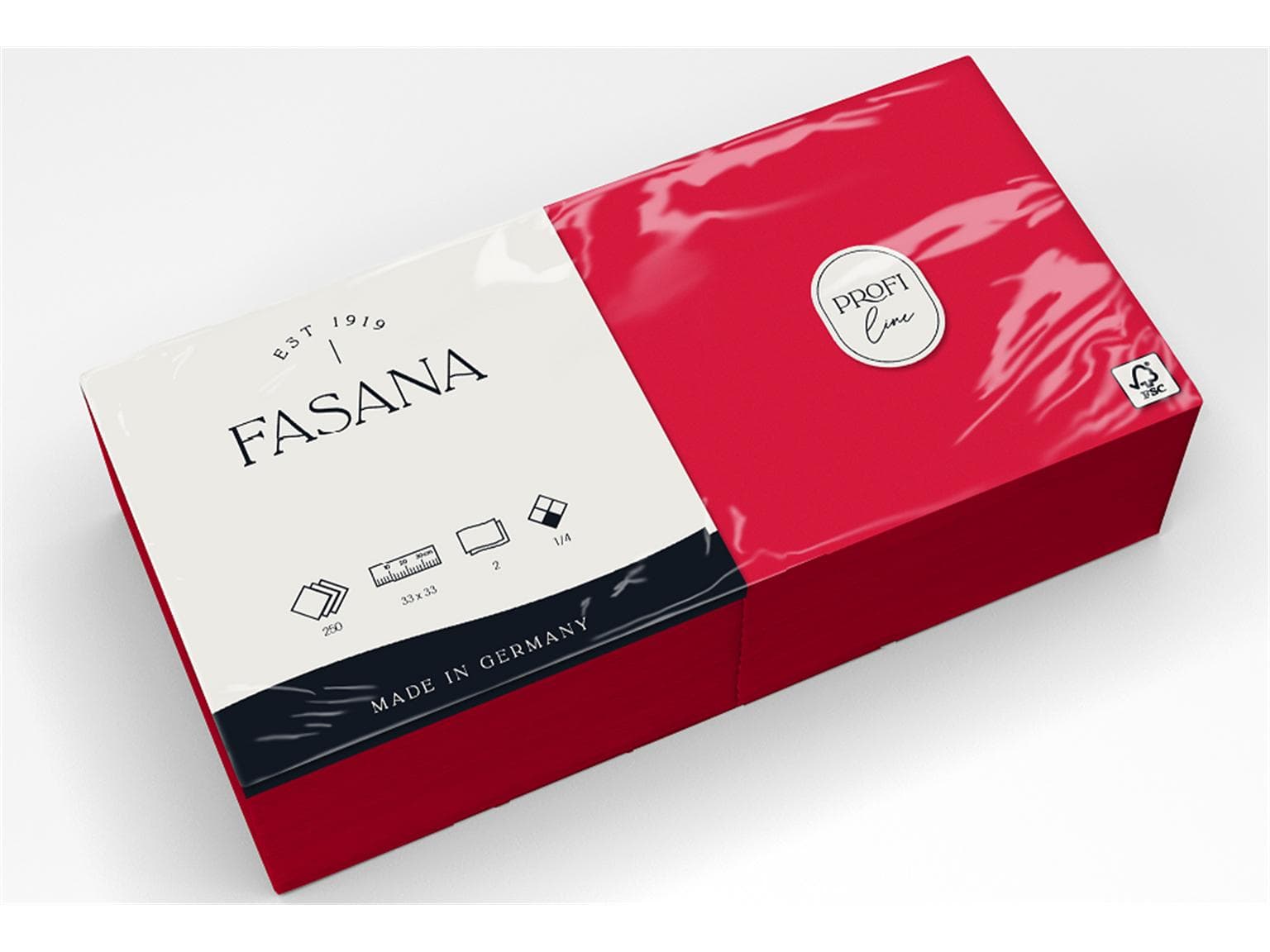 Servietten Fasana 2-lagig, 33 x 33 cm 1/4 Falz, rot (696)