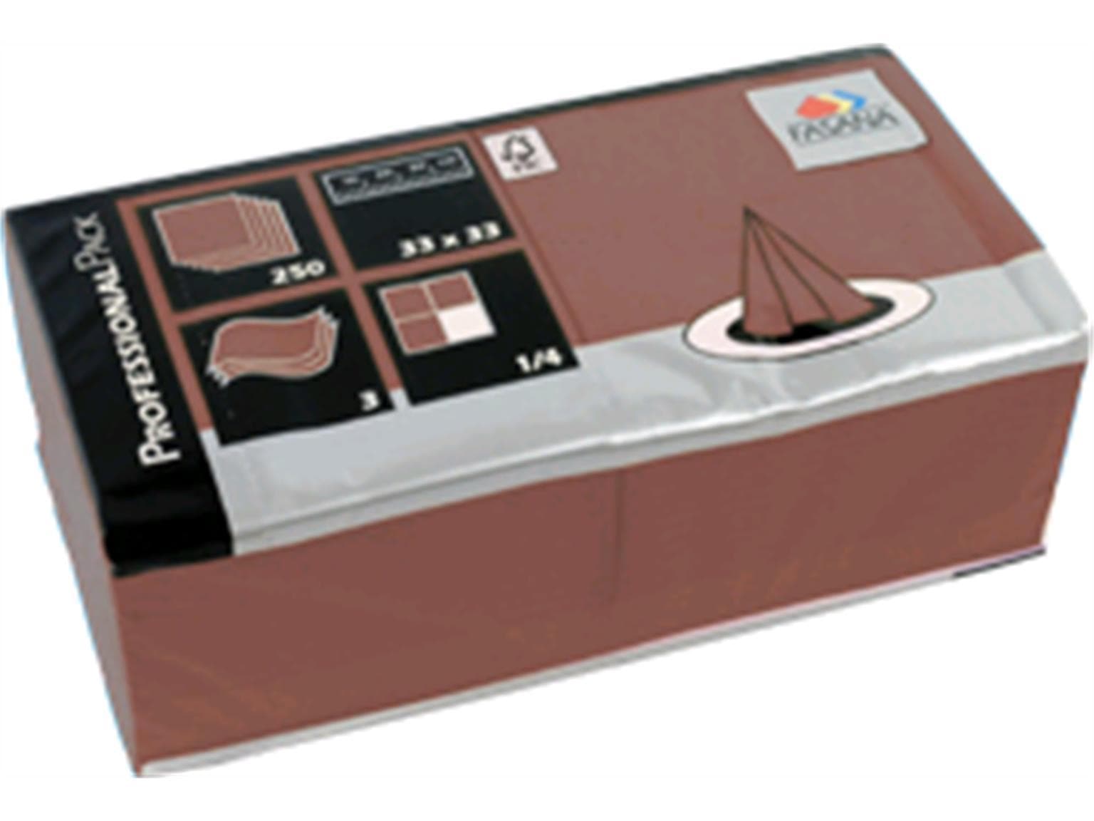 Servietten Fasana 3-lagig, 33 x 33 cm 1/4 Falz, braun (415)