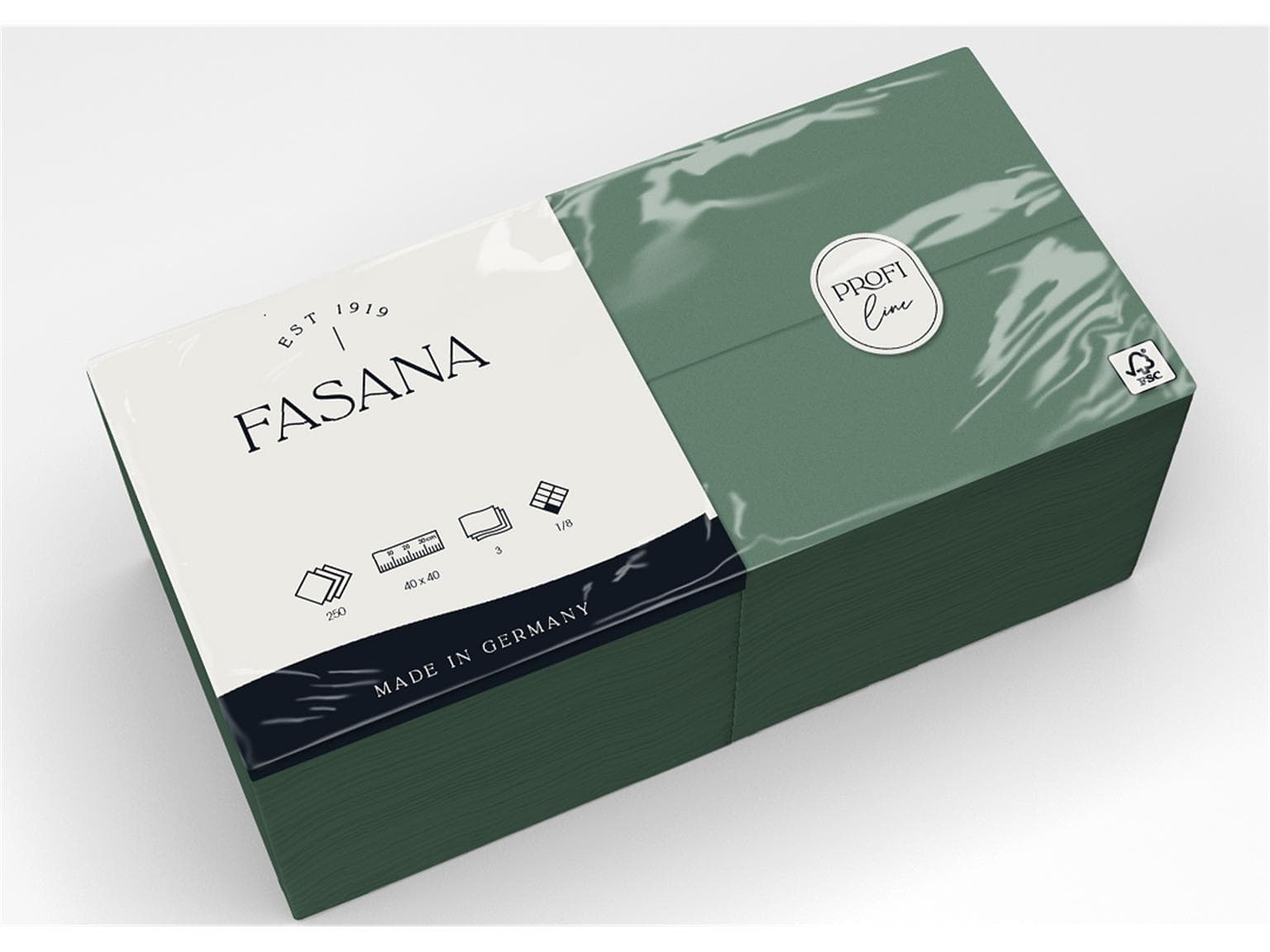 Servietten Fasana 3-lagig, 40 x 40 cm 1/8 Falz, tannengrün (202)