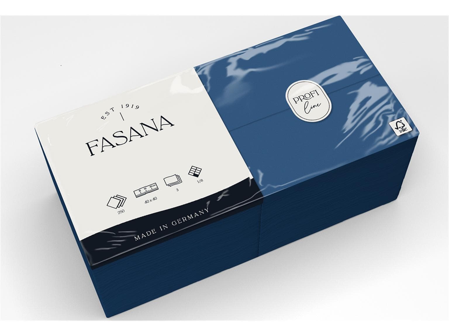 Servietten Fasana 3-lagig, 40 x 40 cm 1/8 Kopffalz, royalblau (203)