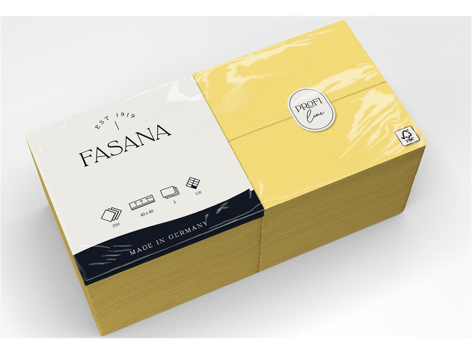 Servietten Fasana 3-lagig, 40 x 40 cm 1/8 Falz, sonnengelb (384)