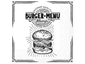 Servietten Tissue 3-lagig, 33 x 33 cm, 1/4 Falz, Burger Menu