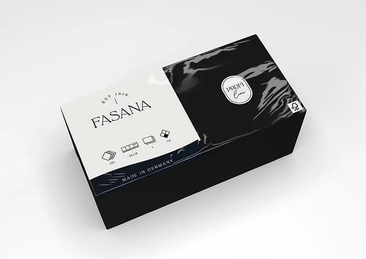 Servietten Fasana 3-lagig, 24 x 24 cm 1/4 Falz, schwarz (180)