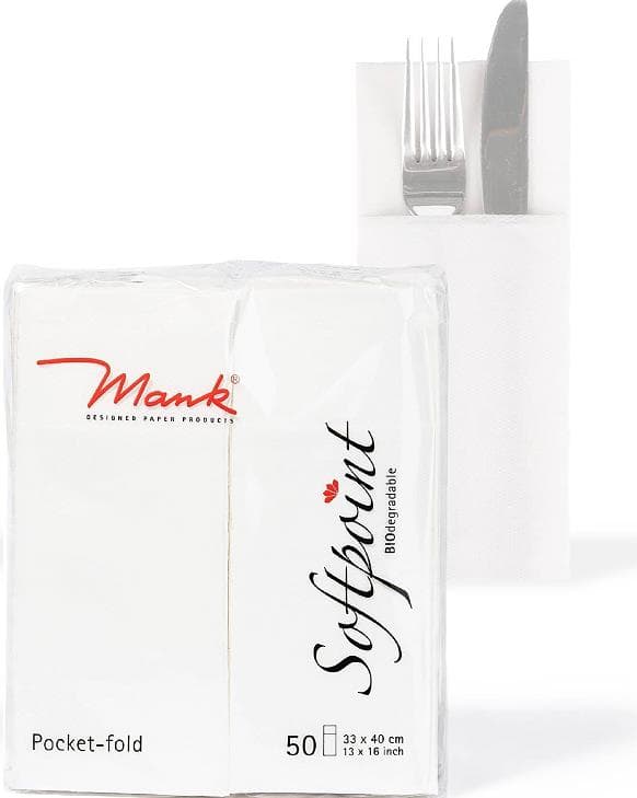 Besteckserviette Softpoint, 40 x 33 cm, 1/8 Falz, einfarbig, weiss