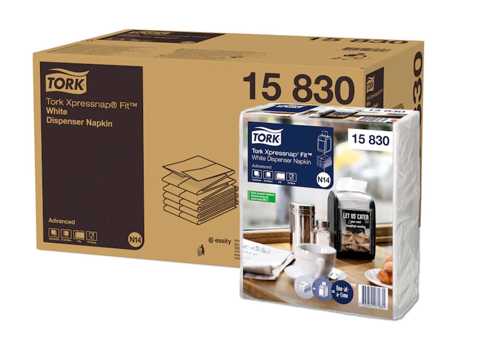 Tork Spenderservietten Xpressnap Fit 16.5 x 21.3 cm, weiss, 2-lagig