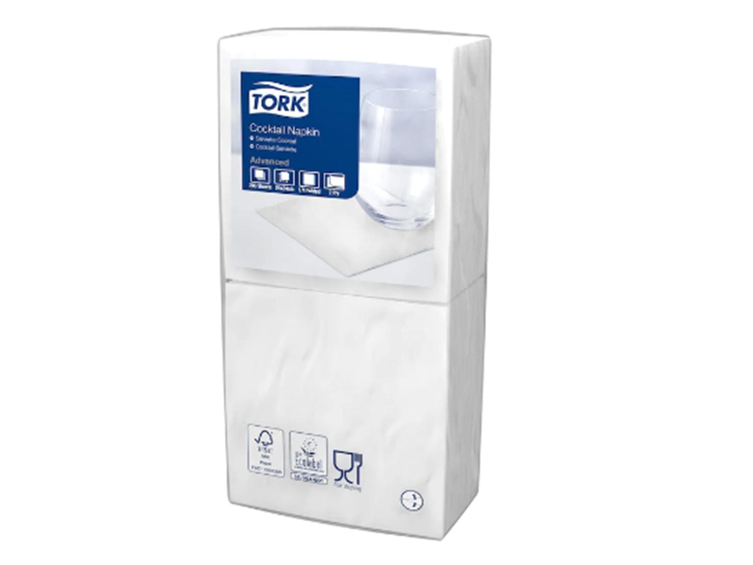 Cocktailservietten "Advanced", 24 x 24cm, 2-lagig Tissue weiss