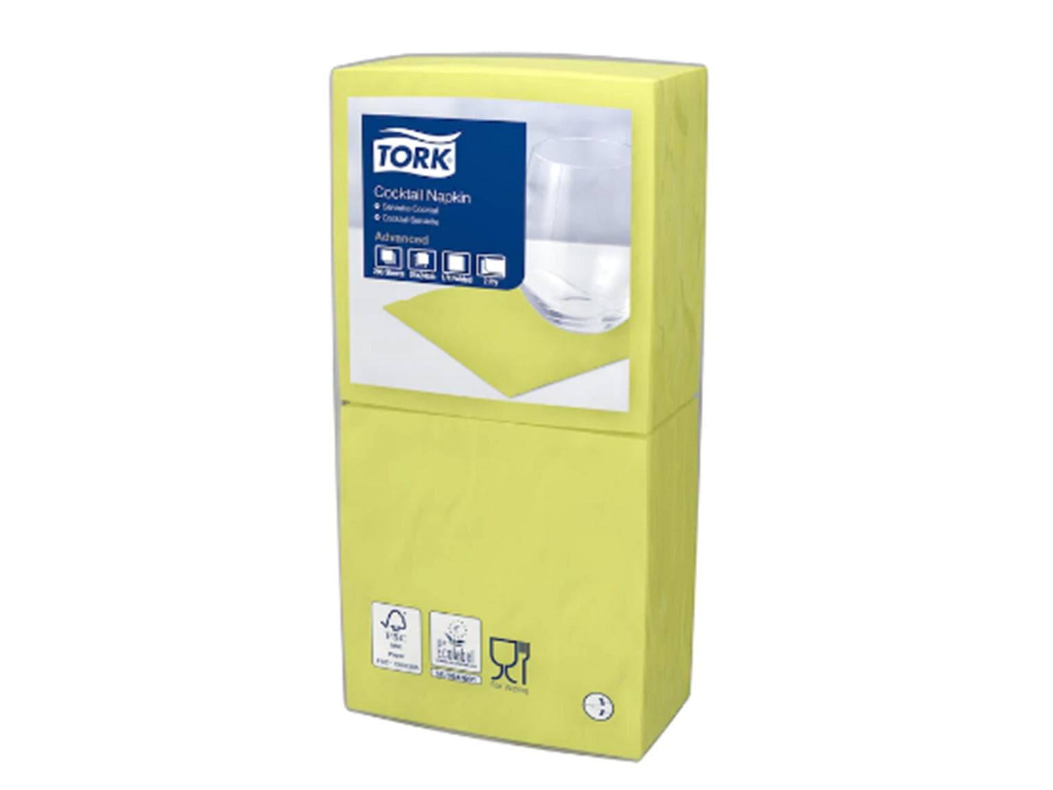Tork Cocktailservietten 2-lagig, 24 x 24 cm, 1/4 Falz,lime (limettengrün)
