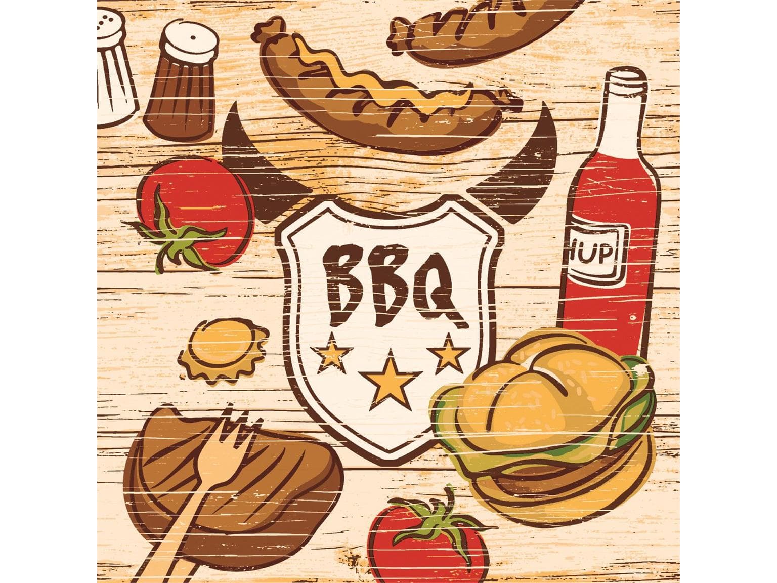 Servietten Airlaid 65 gm2, 40 x 40 cm, 1/4 Falz, "BBQ"