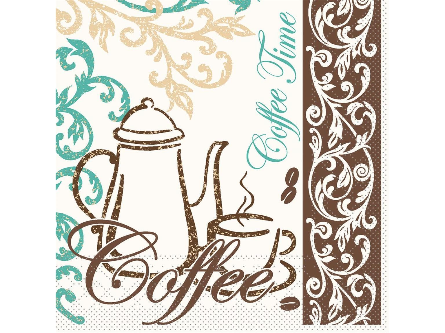 Servietten Tissue 3-lagig, 33 x 33 cm, 1/4 Falz, "COFFEE / TEA" Coffee / Tea