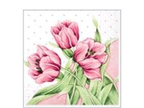Servietten Tissue 3-lagig, 33 x 33 cm, 1/4 Falz, "ELSA" rosa/grün