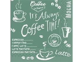 Servietten Tissue 3-lagig, 33 x 33 cm 1/4 Falz, Coffee time (anthrazit)