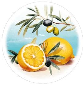 Untersetzer Tissue 9-lagig, ø 90 mm, "Olives & Lemons"